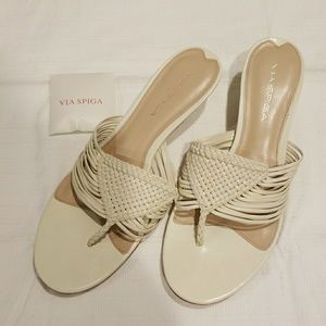 VIA SPIGA Cream slip on All Leather Sandals